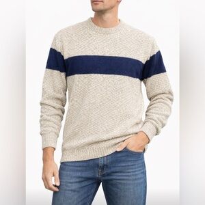 Men's Boathouse Row Wool Cable Knit Fisherman Sweater Medium Nautical Stripe